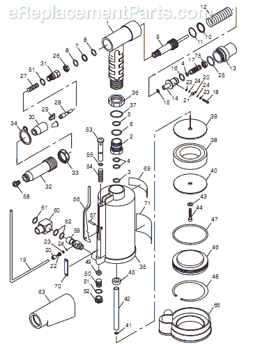 Page A Diagram and Parts List for CP883 T024288 Chicago Pneumatic Riveter